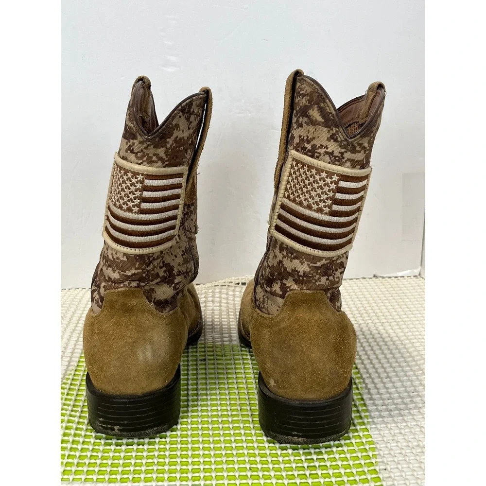 Ariat Sport Patriot Digital Camo Boots Men's Size 7 Tan Suede American Flag GOOD